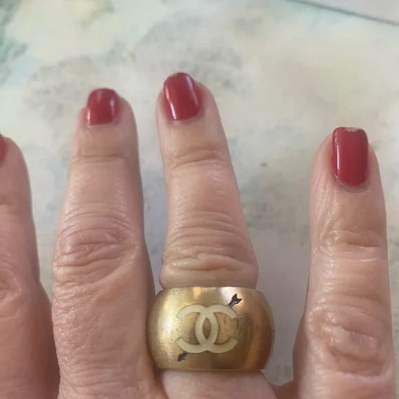 Chanel Metal Heart Ring SZ 7 - Picture 2 of 10